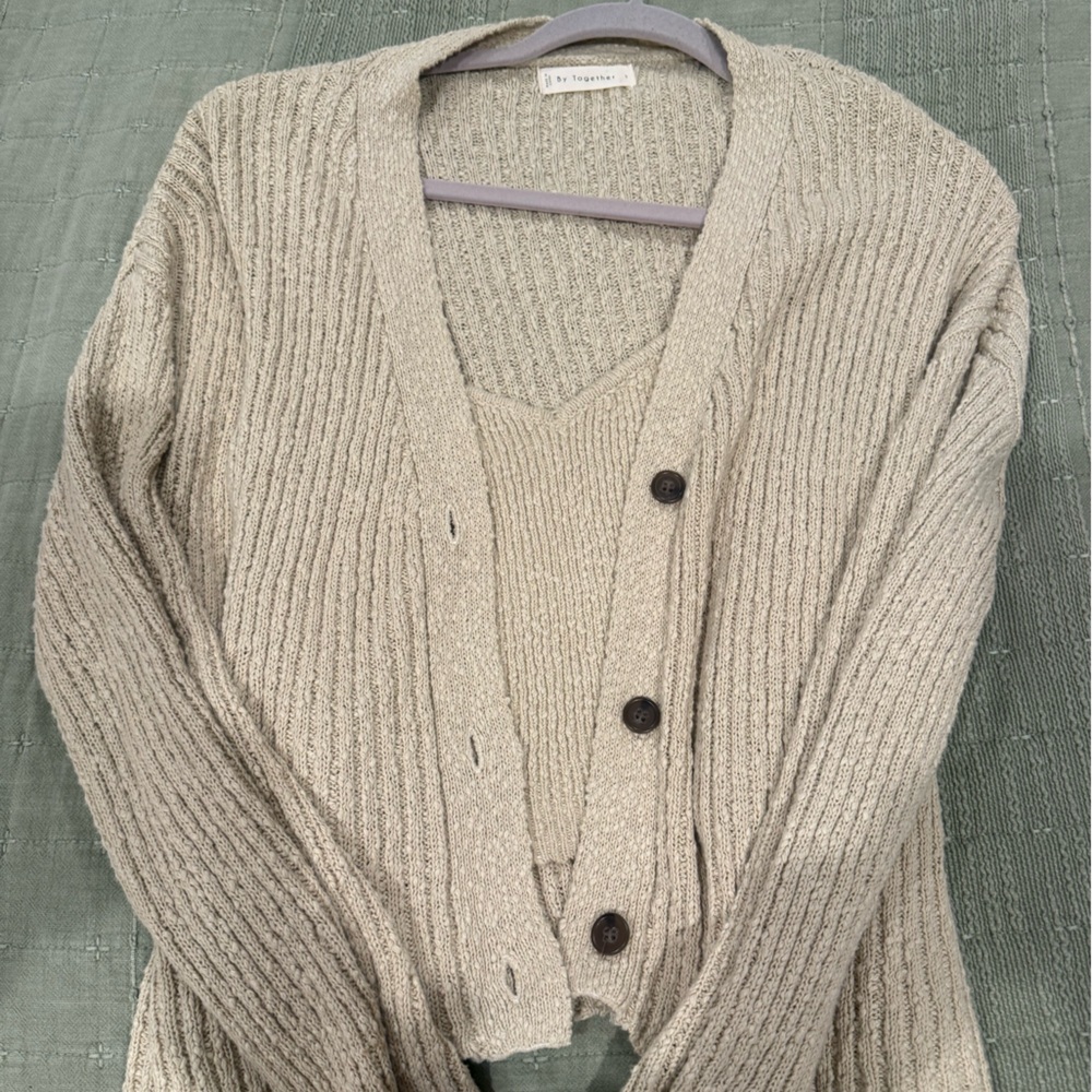 Women's Cream Button-Up Sweater